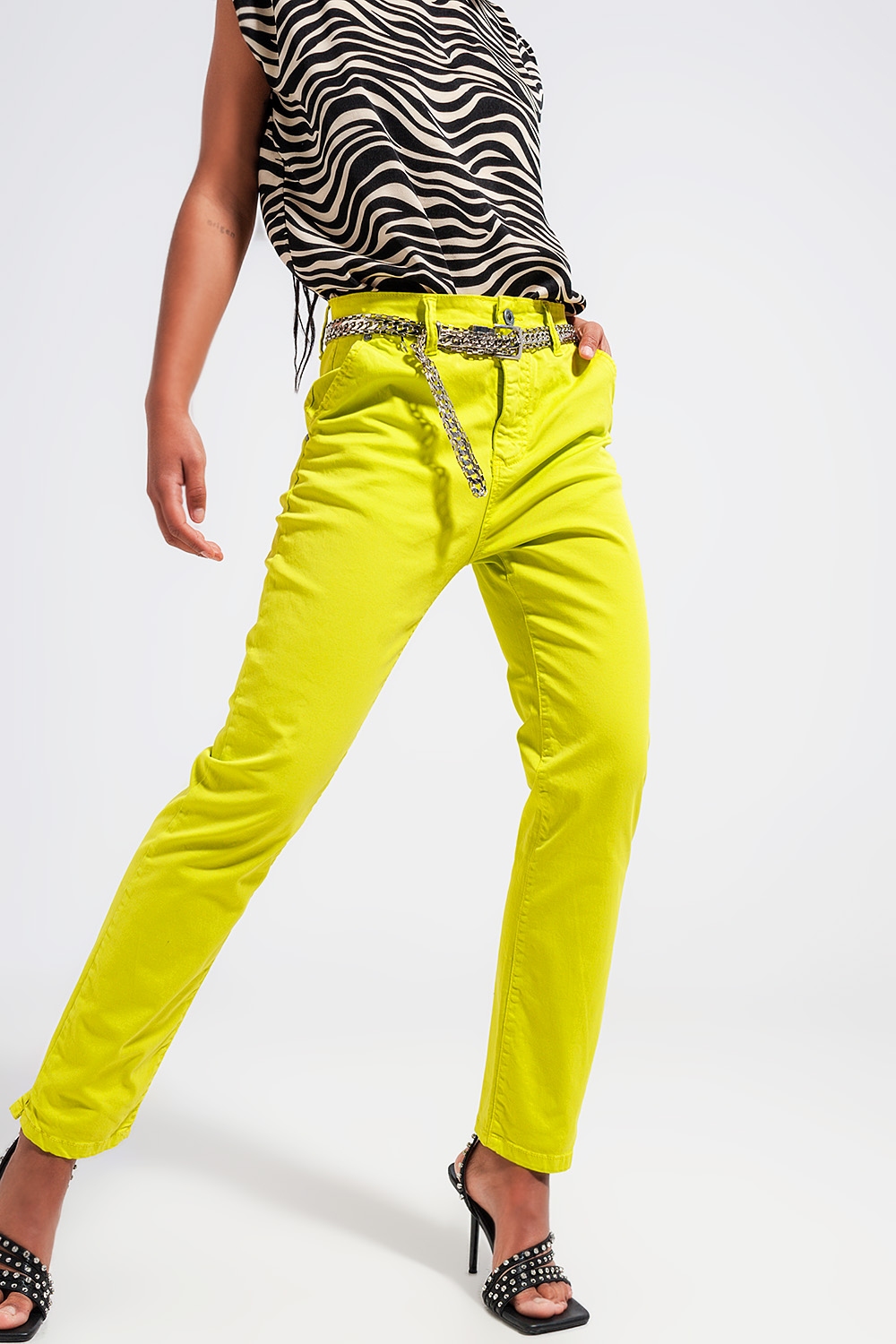 Pantalones amarillos de mezcla de algod&oacute;n
