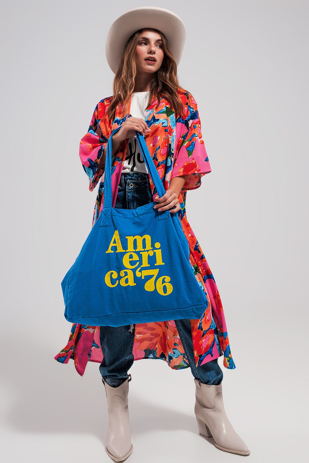 Bolso tote azul de lona AMERICA 76 Bolso tote azul de lona AMERICA 76