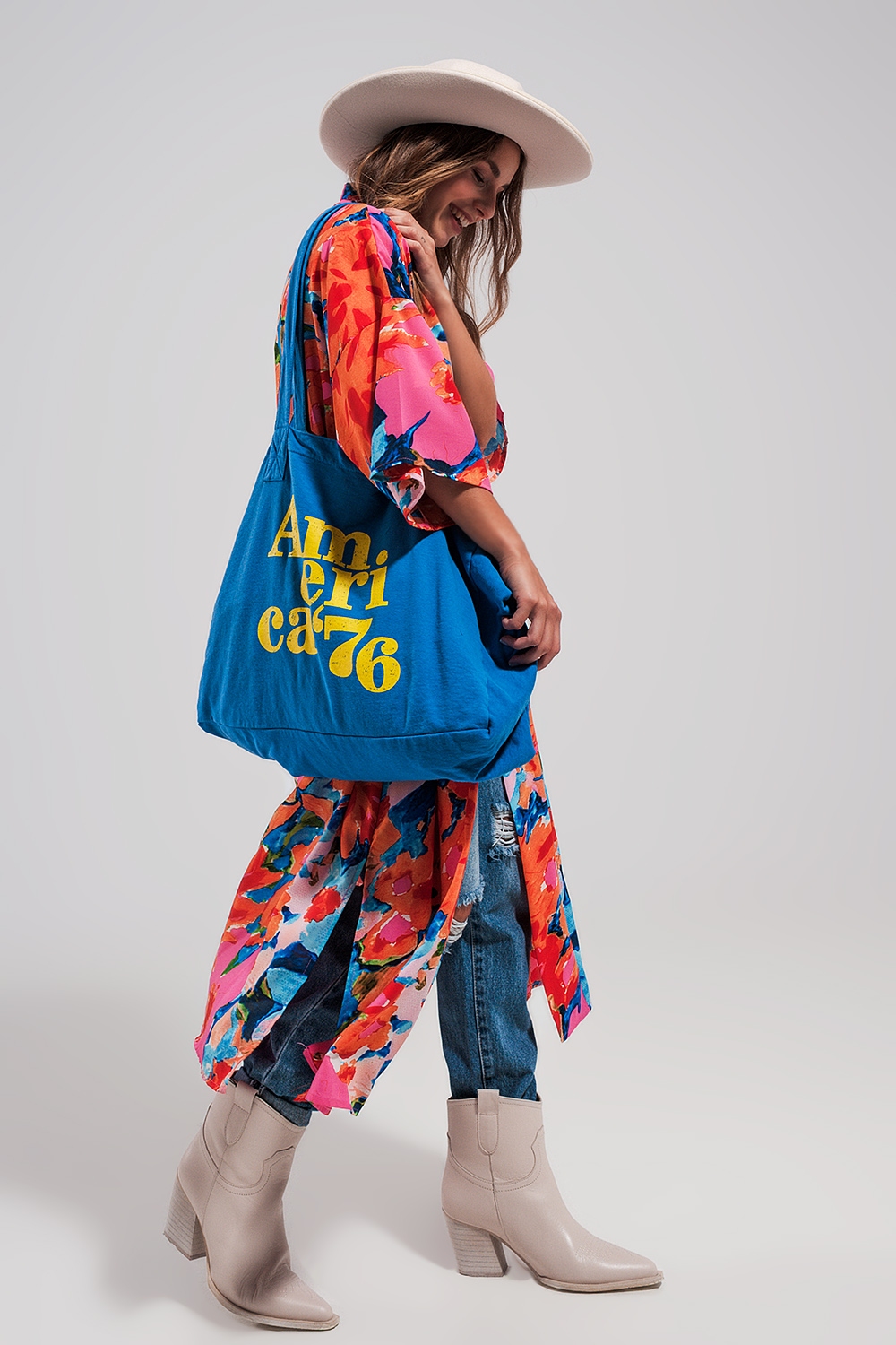 Bolso tote azul de lona AMERICA 76 Bolso tote azul de lona AMERICA 76