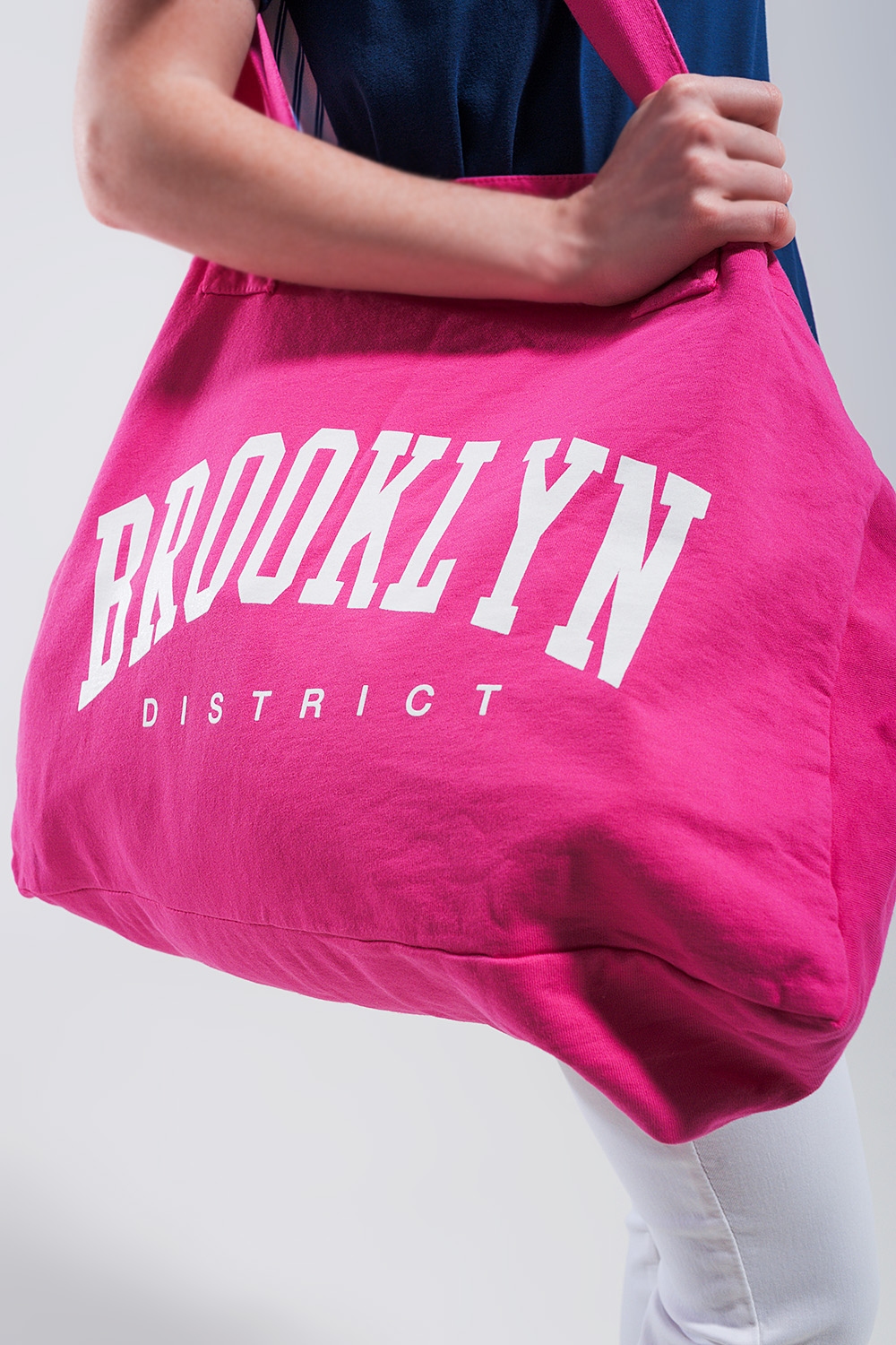 Bolso tote fucsia de lona de Brooklyn district