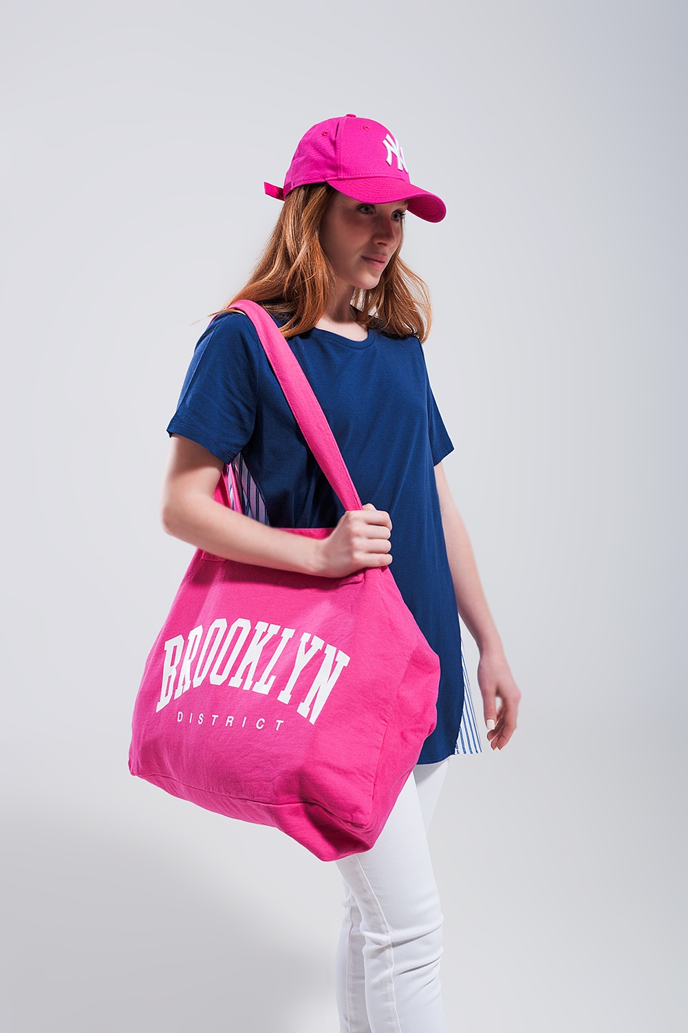 Bolso tote fucsia de lona de Brooklyn district