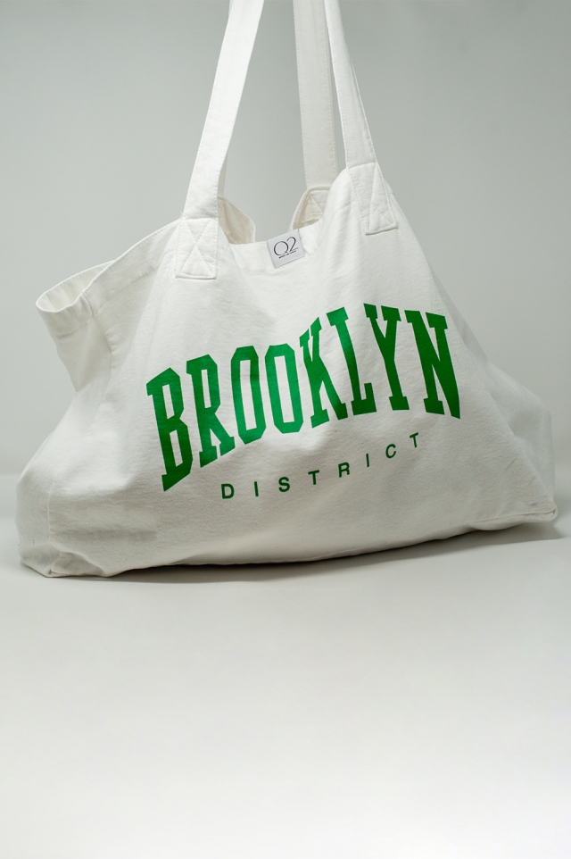 Brooklyn district Tragetasche aus Leinen in weiß