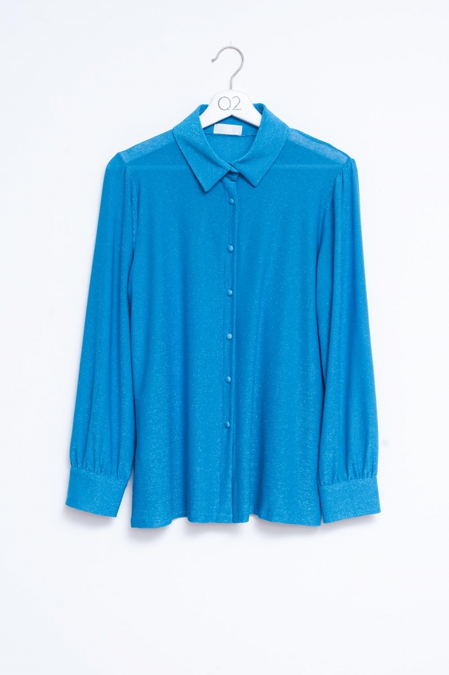 Camicia color blu glitterato