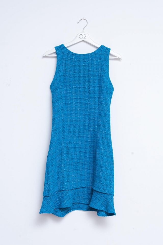 Vestido azul estilo pichi de bouclé