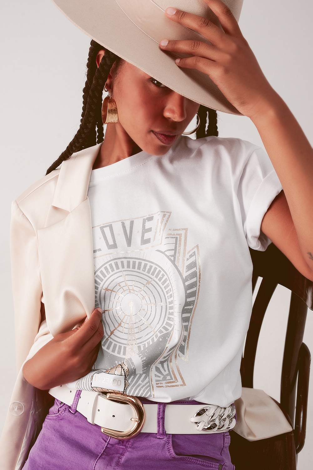 Camiseta blanca con logo vintage Camiseta blanca con logo vintage