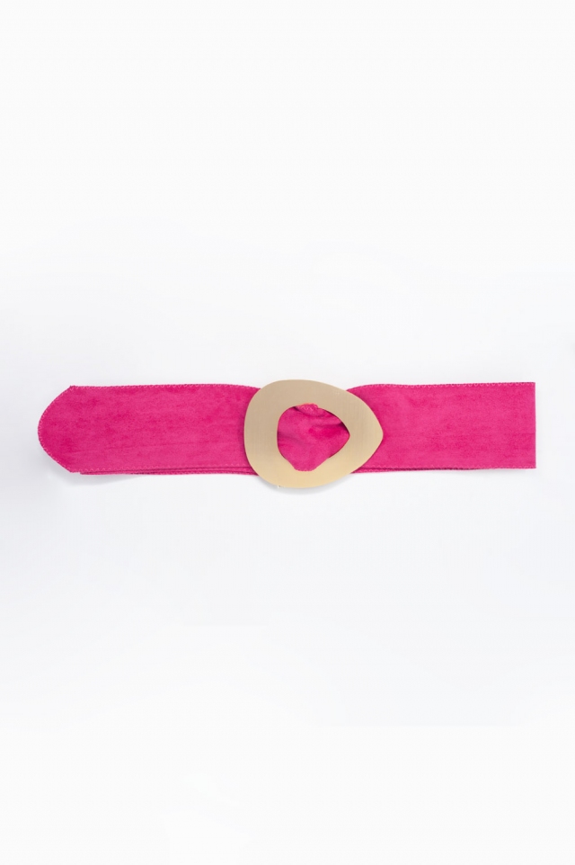 Cintura per fianchi e vita rosa in camoscio con fibbia