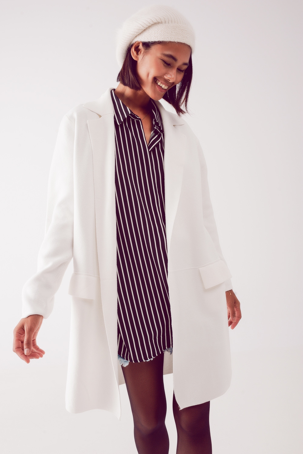 Cardigan extra grande en crudo con solapas Cardigan extra grande en crudo con solapas