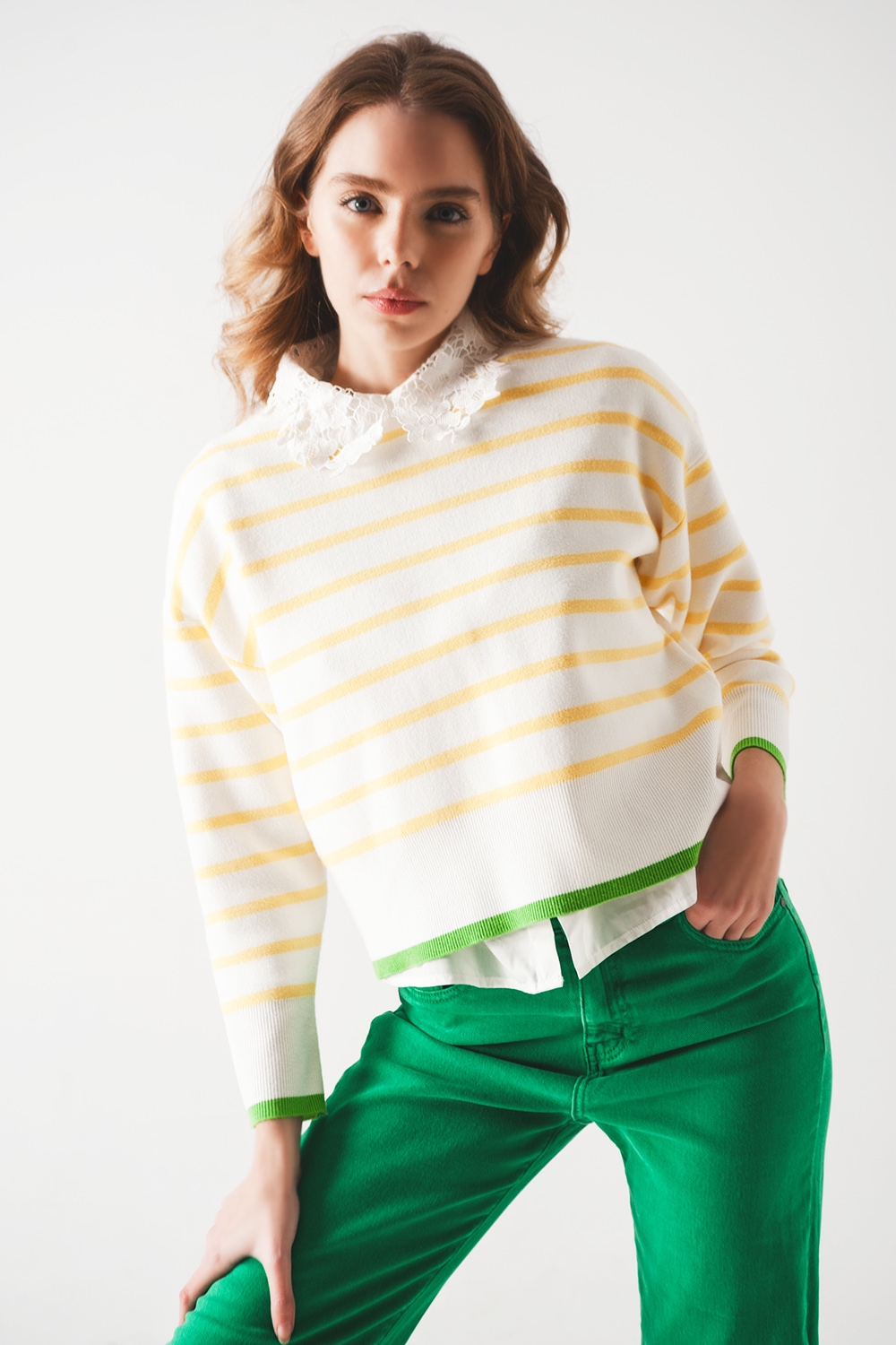 Jersey de rayas en amarillo y blanco Jersey de rayas en amarillo y blanco