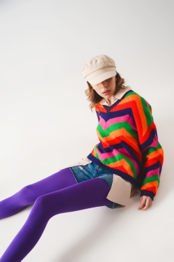 Jersey a rayas multicolores de punto