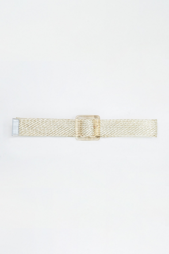 CINTURON BLANCO TRENZADO CUERO