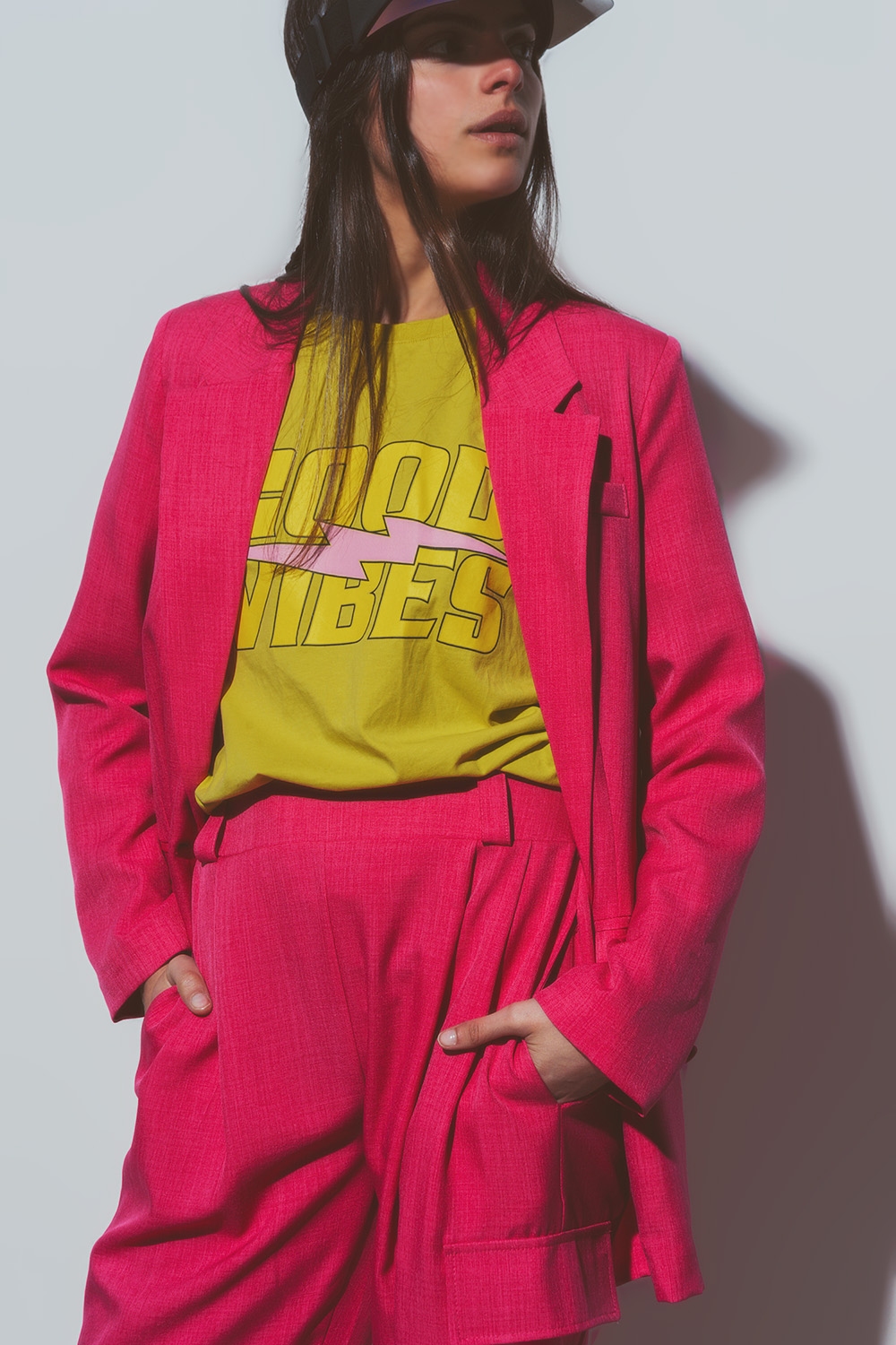 Blazer oversize texturizado en rosa