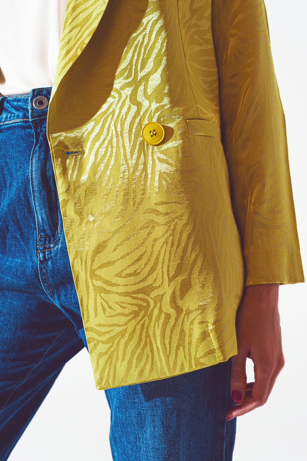 Blazer de estampado de cebra oversize en verde