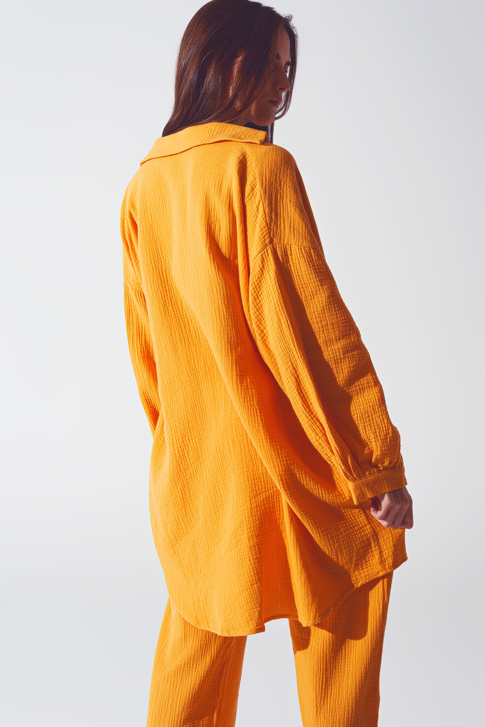 Camisa holgada con textura en naranja Camisa holgada con textura en naranja