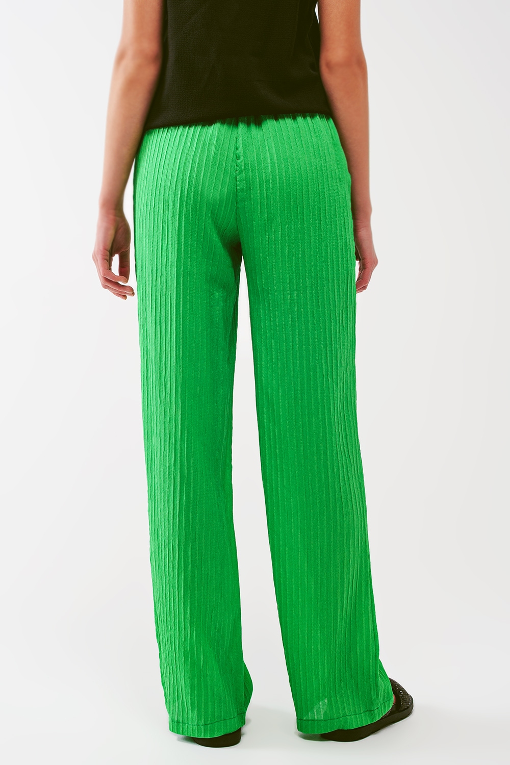 Pantalón de rayas holgado en verde Pantalón de rayas holgado en verde