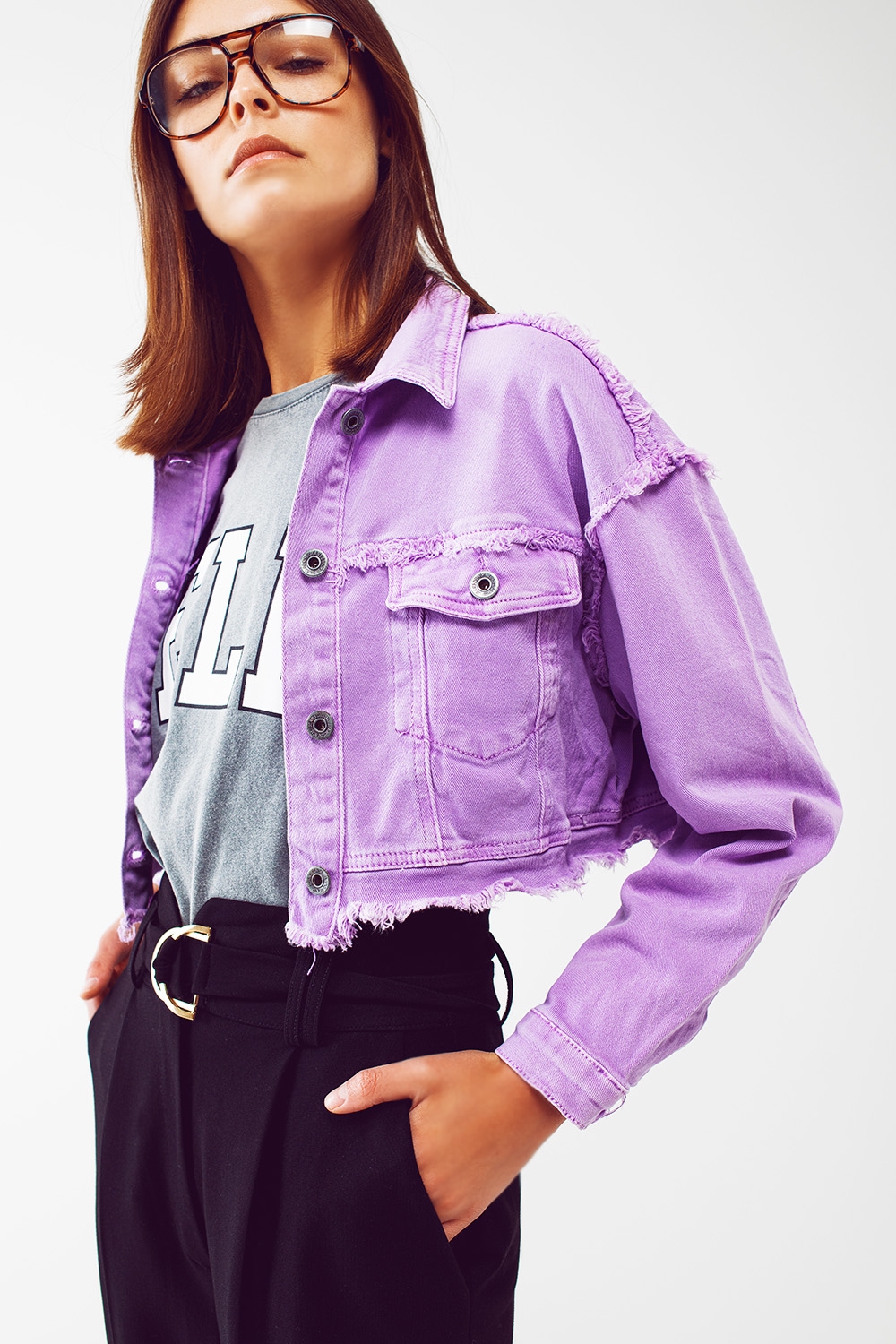 Chaqueta vaquera corta morada Chaqueta vaquera corta morada