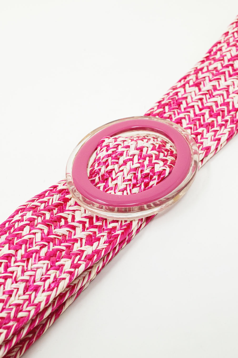 Cinturón trenzado con hebilla redonda en rosa Cinturón trenzado con hebilla redonda en rosa