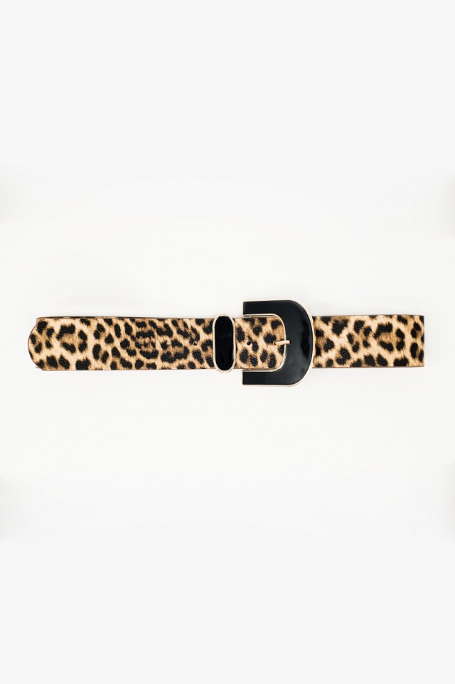 Ceinture imprimée léopard de couleur brune