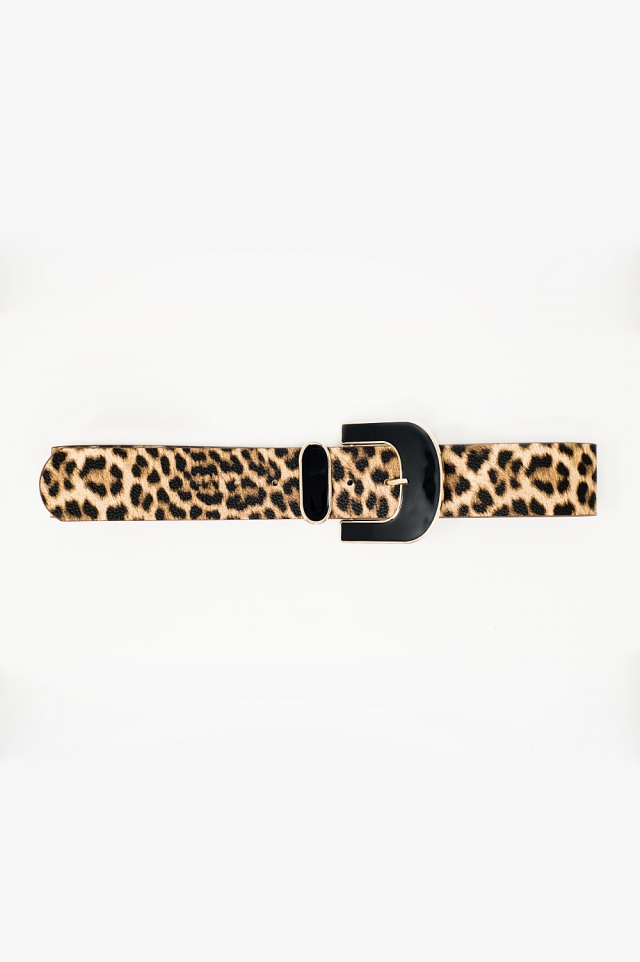 Cinturón con estampado de leopardo en color marrón