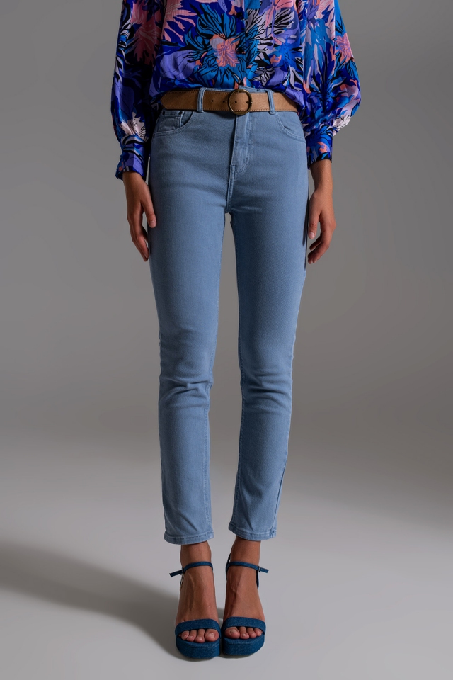 Skinny jeans van stretchkatoen in blauw