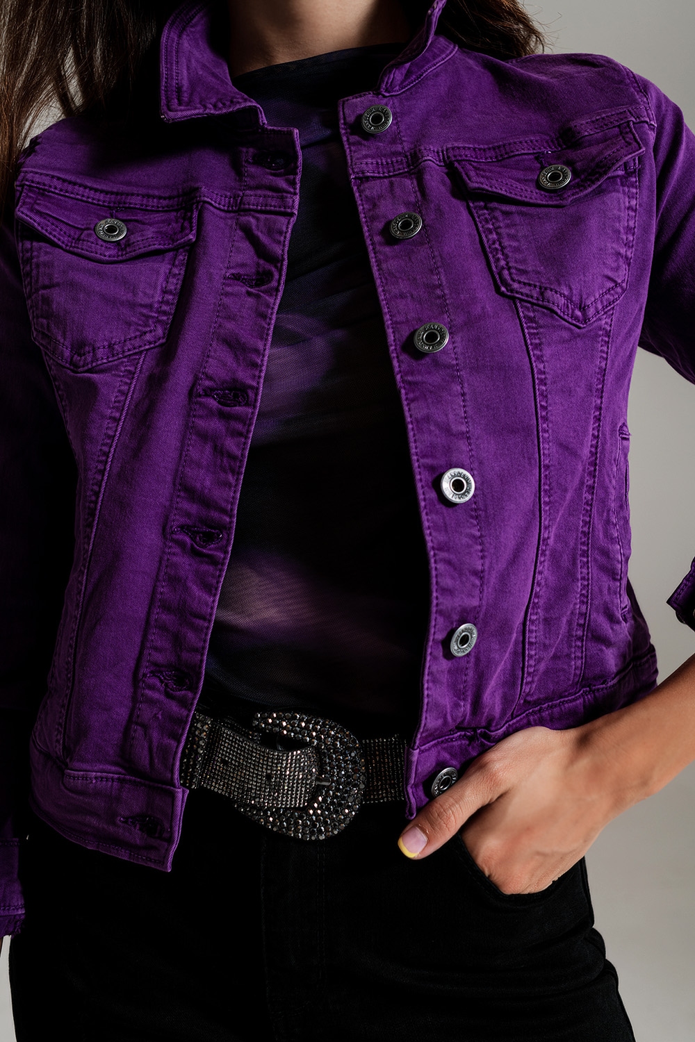 Chaqueta vaquera morado de corte slim Chaqueta vaquera morado de corte slim