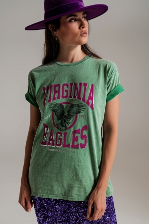 Camiseta con texto de Virginia Eagles en verde