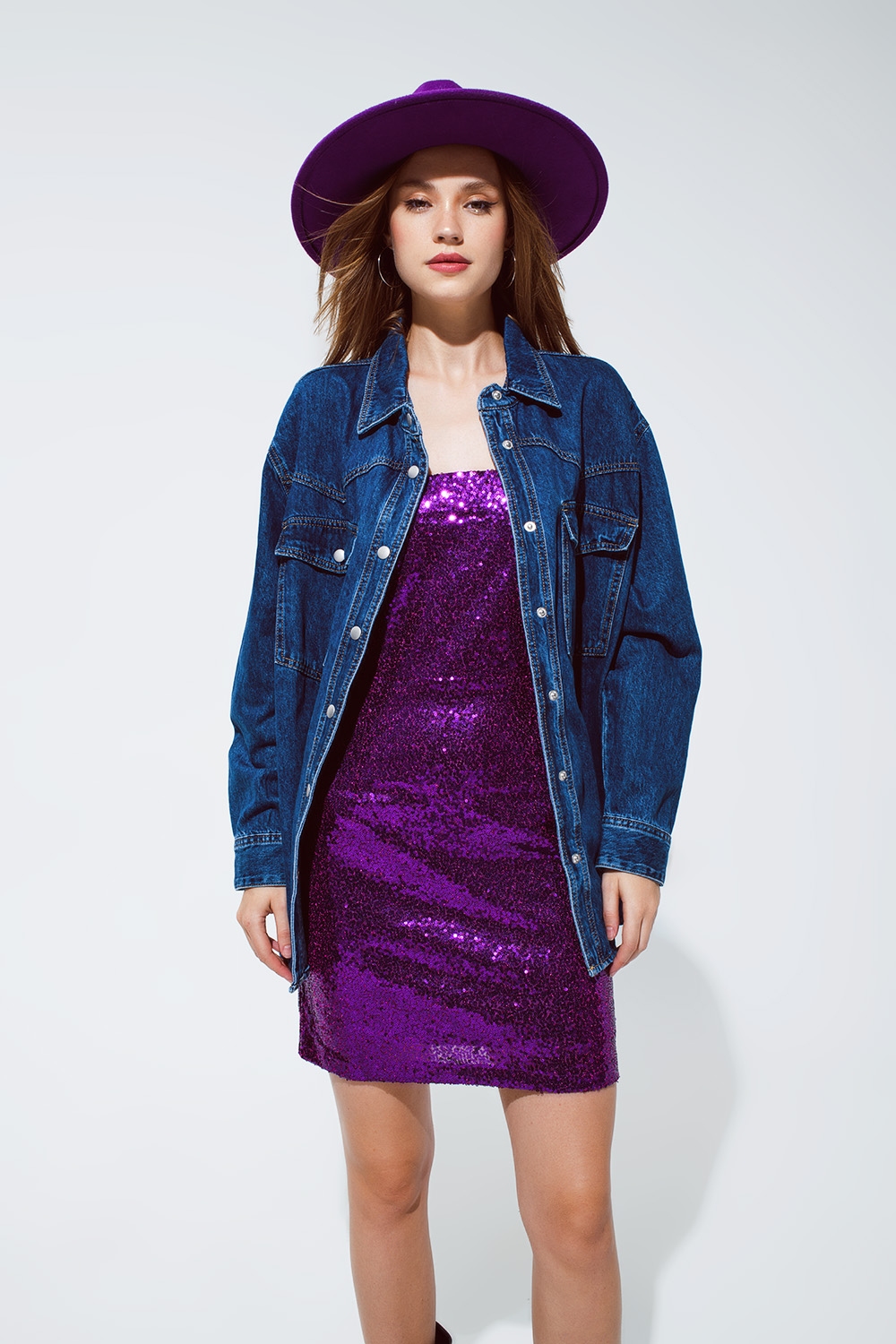 Chaqueta en denim cargo extragrande