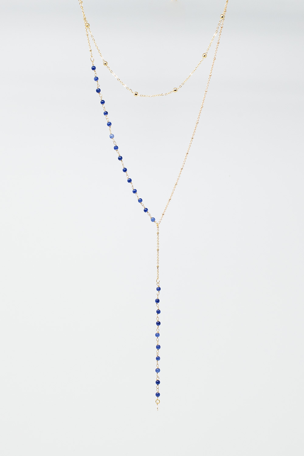 Collar 2 en 1 con cuentas azules y doradas