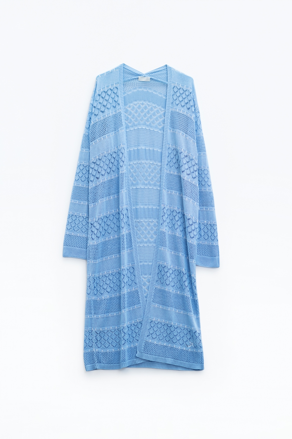 Maxi cárdigan de ganchillo azul bebé con mangas largas Maxi cárdigan de ganchillo azul bebé con mangas largas