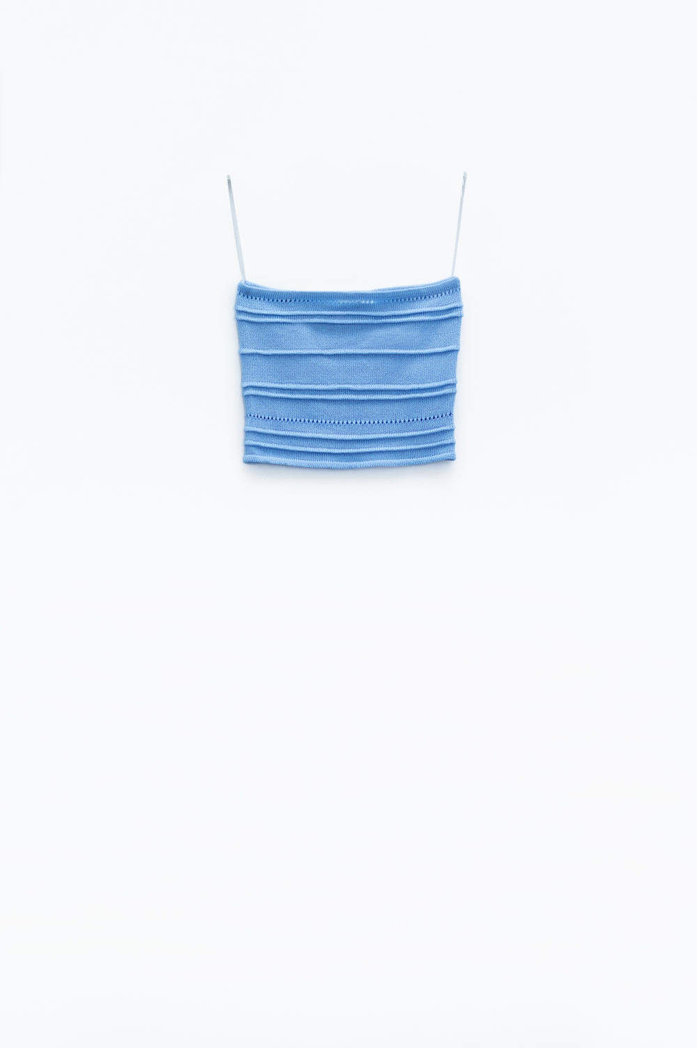 Top bodycon de punto sin tirantes En azul claro Top bodycon de punto sin tirantes En azul claro