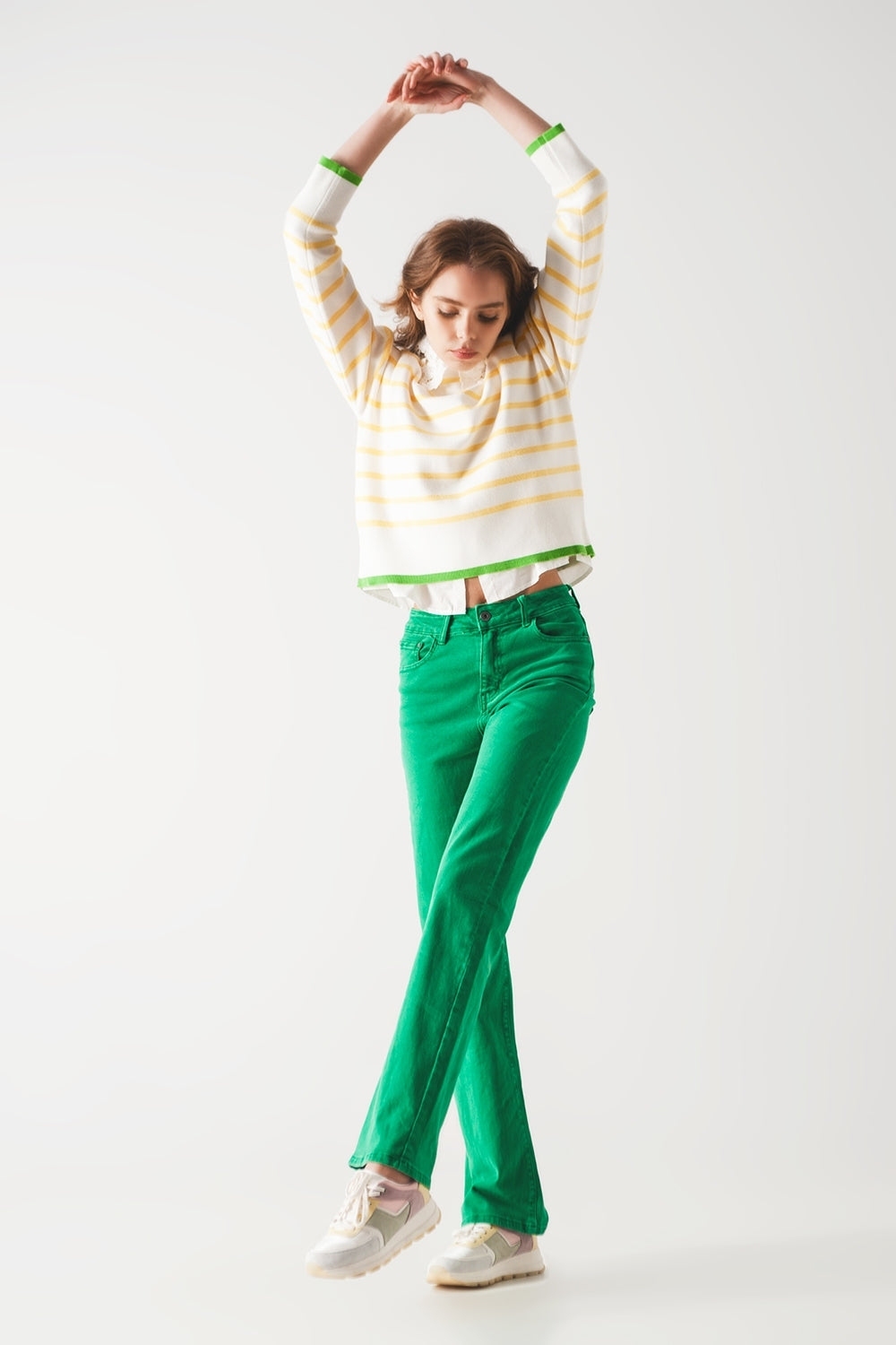 Vaqueros de cintura alta slouchy mom jeans en verde Vaqueros de cintura alta slouchy mom jeans en verde