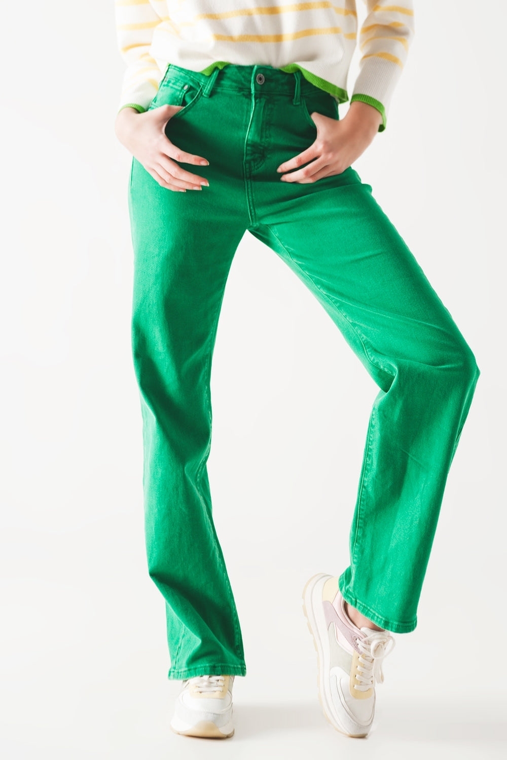 Vaqueros de cintura alta slouchy mom jeans en verde Vaqueros de cintura alta slouchy mom jeans en verde