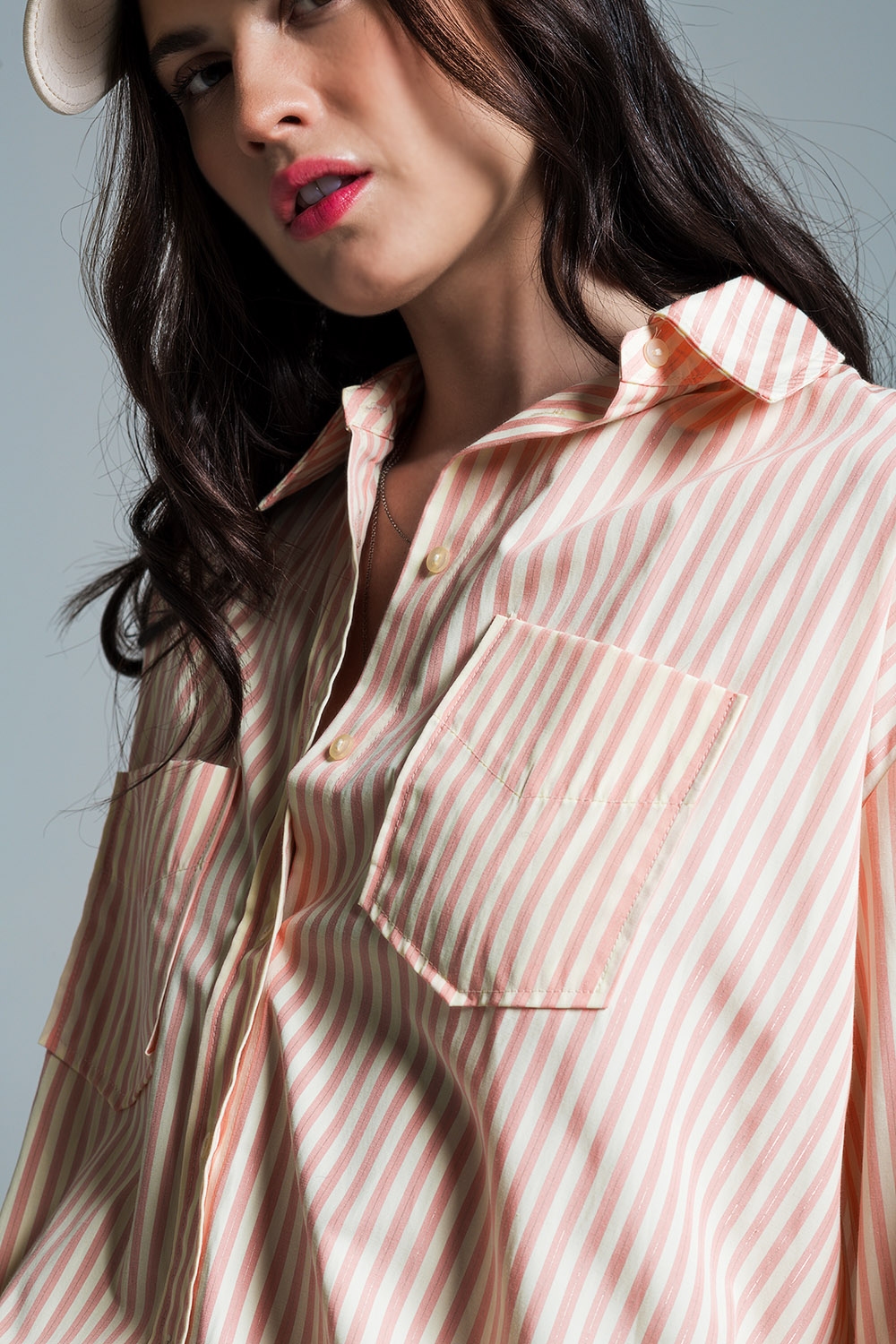 Blusa oversize naranja claro con rayas blancas Blusa oversize naranja claro con rayas blancas