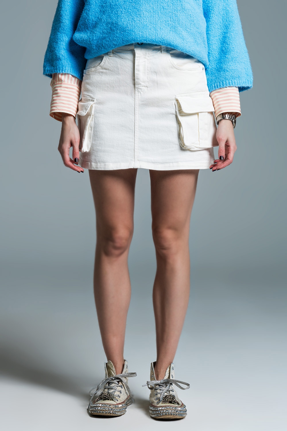 Minifalda cargo blanca