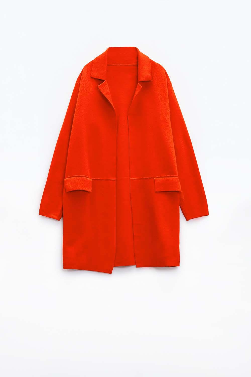 C&aacute;rdigan maxi de cuello oversize en naranja