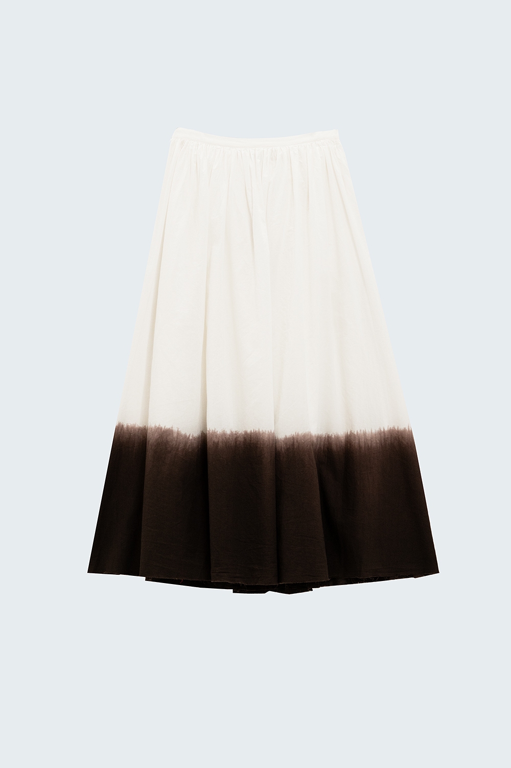 Falda blanca fluida de cintura caída con detalle ombre marrón Falda blanca fluida de cintura caída con detalle ombre marrón