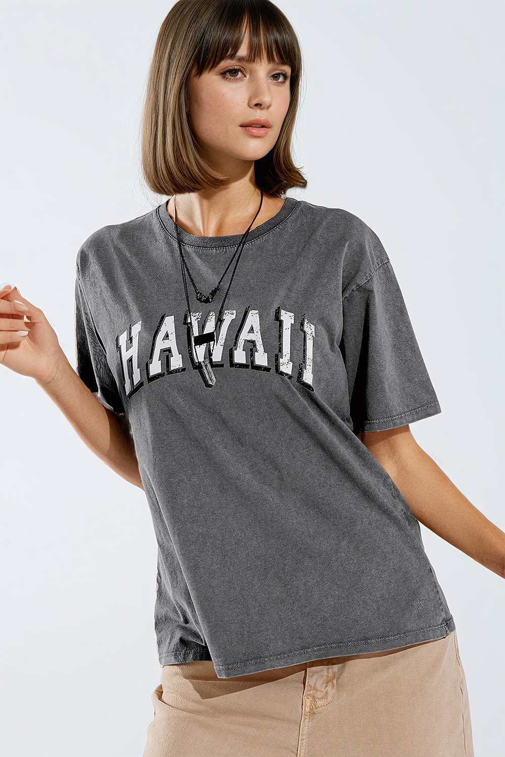 Camiseta Hawaii Efecto Lavado Gris Camiseta Hawaii Efecto Lavado Gris