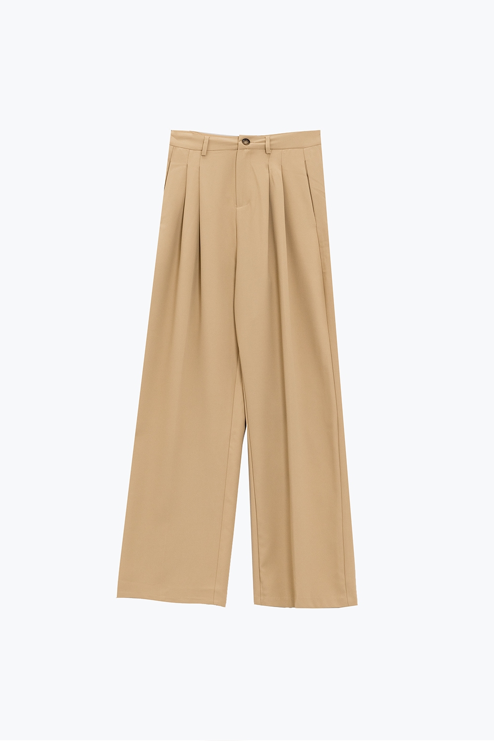 Pantalón recto con bolsillos laterales y pinzas en Beige Pantalón recto con bolsillos laterales y pinzas en Beige