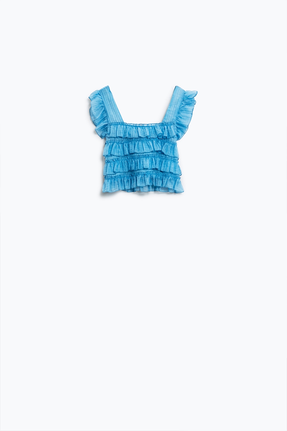 Top azul sin mangas con diseño fruncido Top azul sin mangas con diseño fruncido
