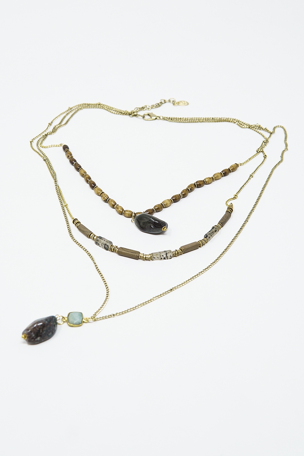 Collar étnico 3 en 1 con piedras grandes y cuentas naturales Collar étnico 3 en 1 con piedras grandes y cuentas naturales