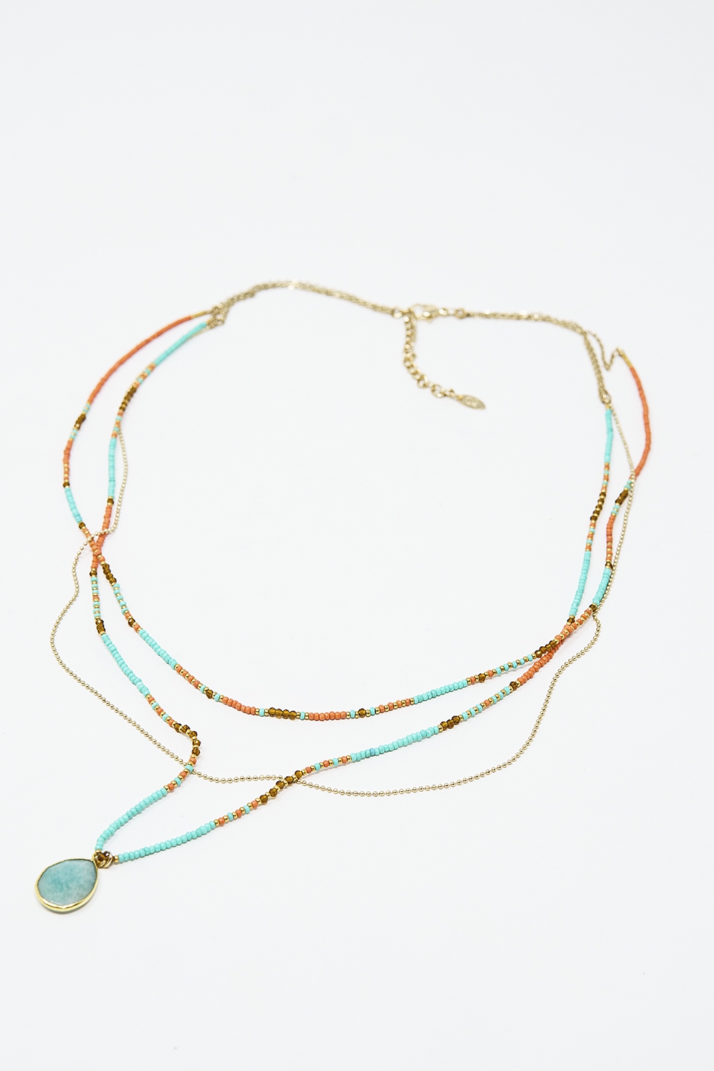 Collar 3 en 1 con cuentas naranjas y azules
