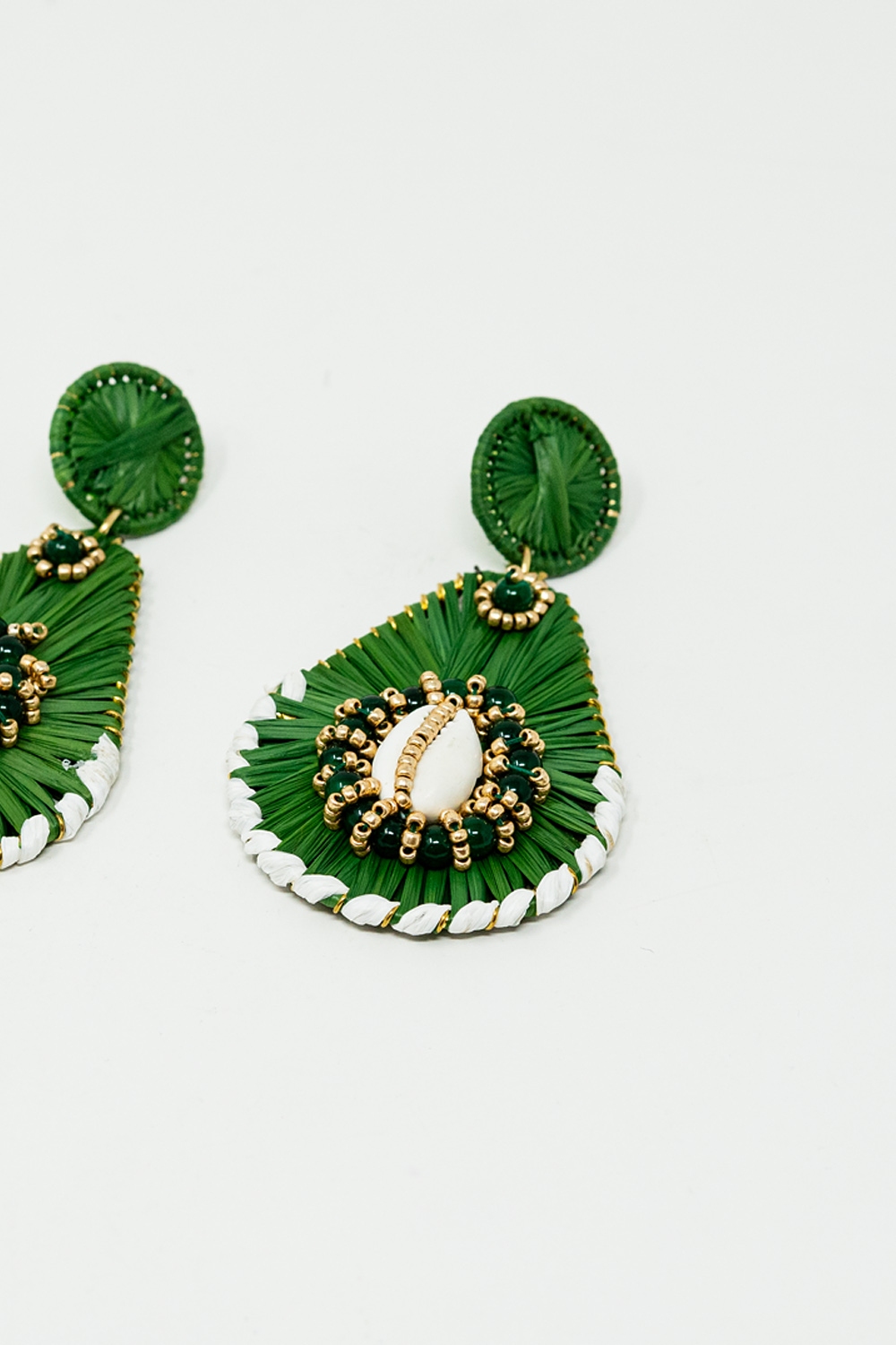 Pendientes Gota Verde Con Adornos