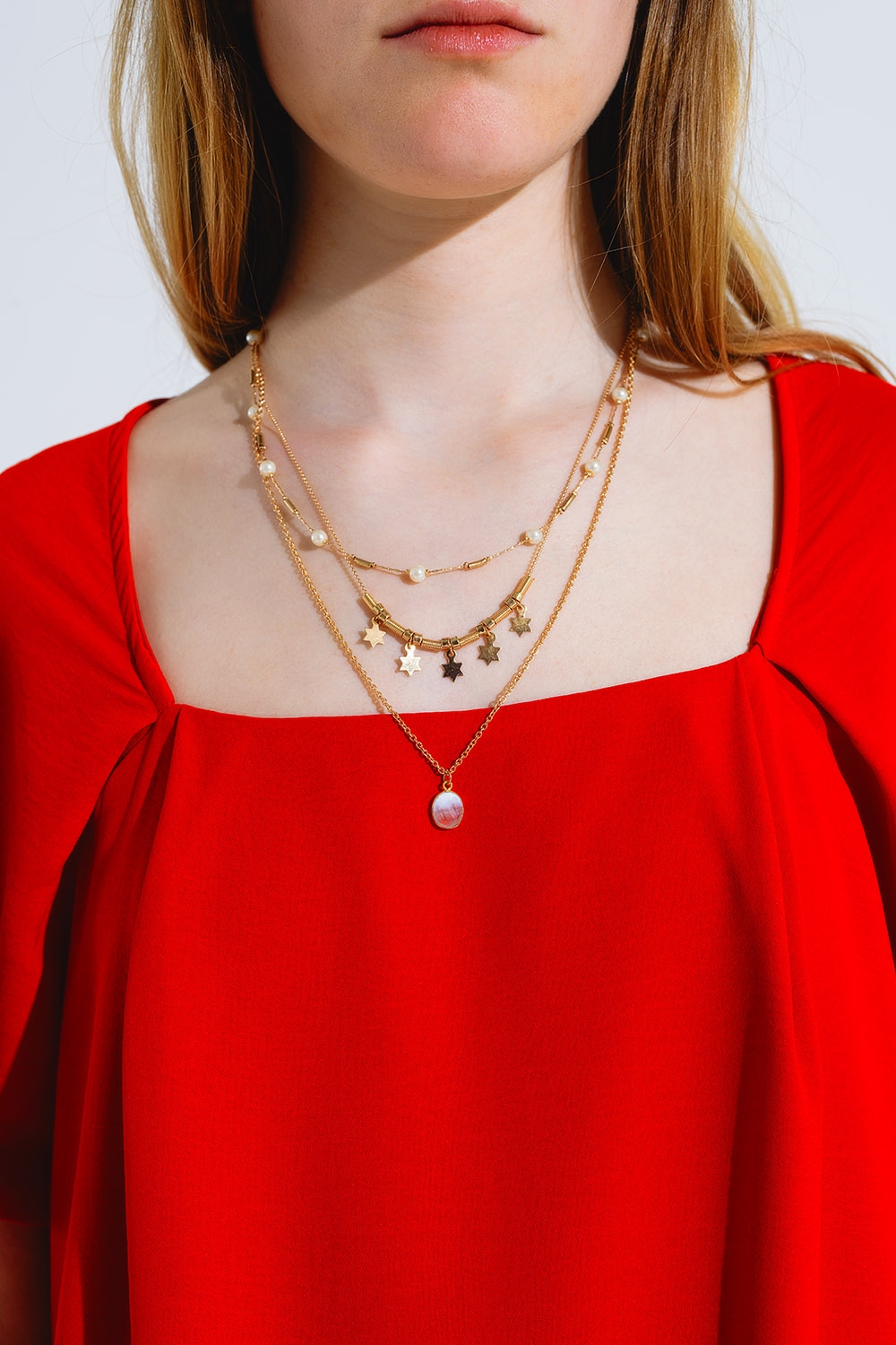 Collar 3 en 1 con estrella y detalle de perlas Collar 3 en 1 con estrella y detalle de perlas