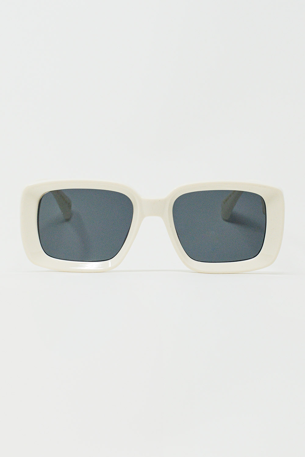 Gafas de sol rectangulares oversize con montura ancha en blanco