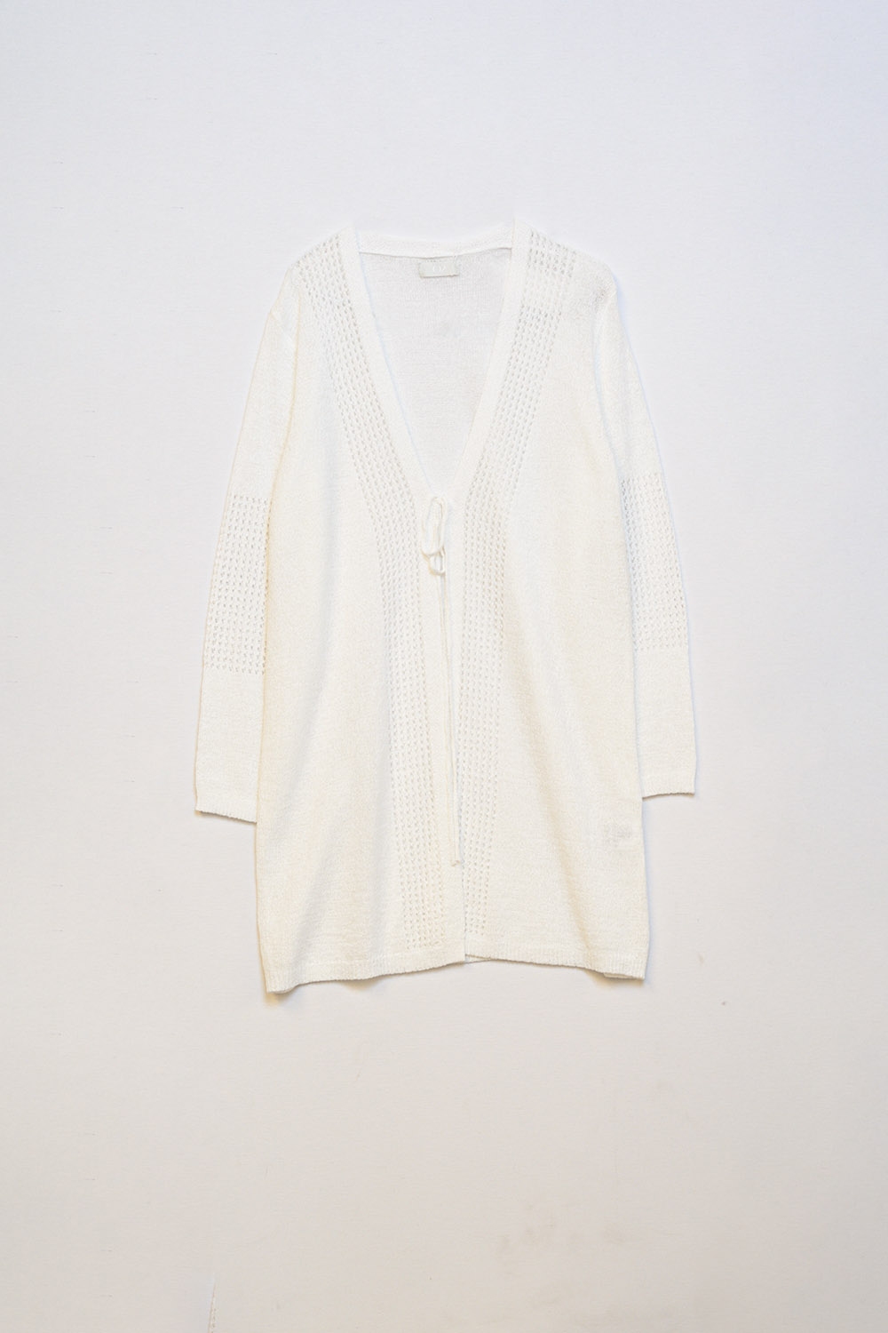 C&aacute;rdigan de Croch&eacute; con Cord&oacute;n de Ajuste en Blanco