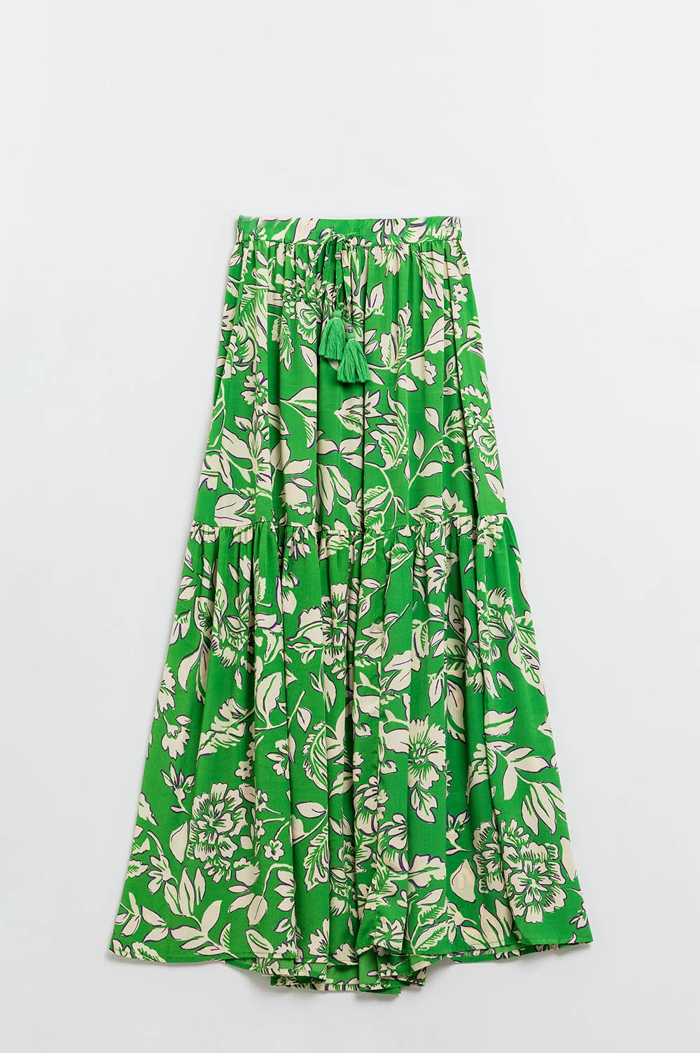 Maxifalda de tirantes con estampado floral verde Maxifalda de tirantes con estampado floral verde