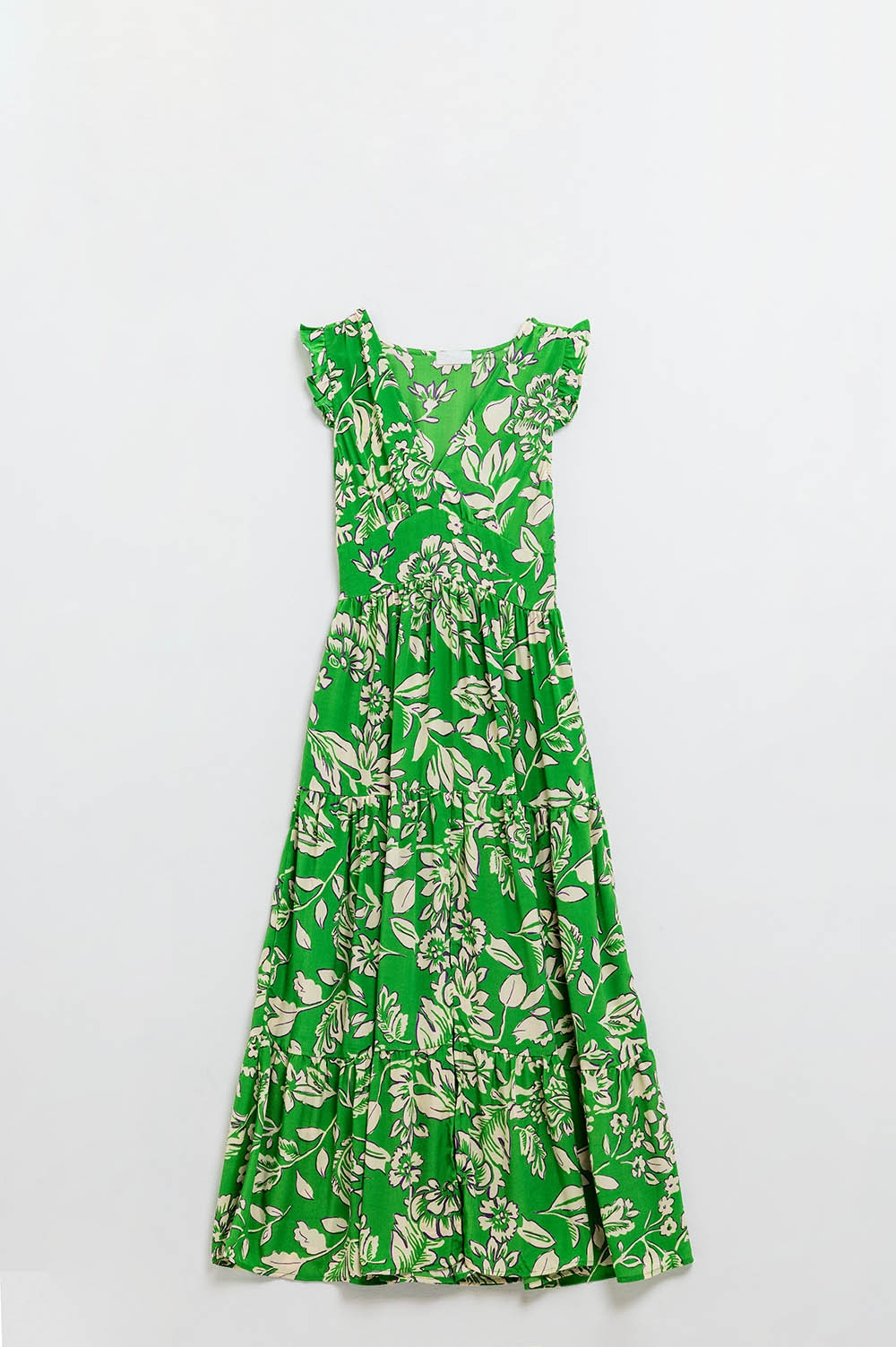 Vestido con estampado floral y cintura ceñida en verde Vestido con estampado floral y cintura ceñida en verde