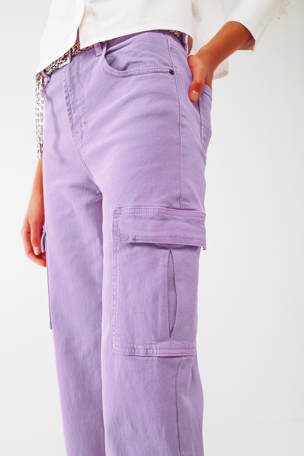 Vaqueros Cargo de pierna recta en morado Vaqueros Cargo de pierna recta en morado