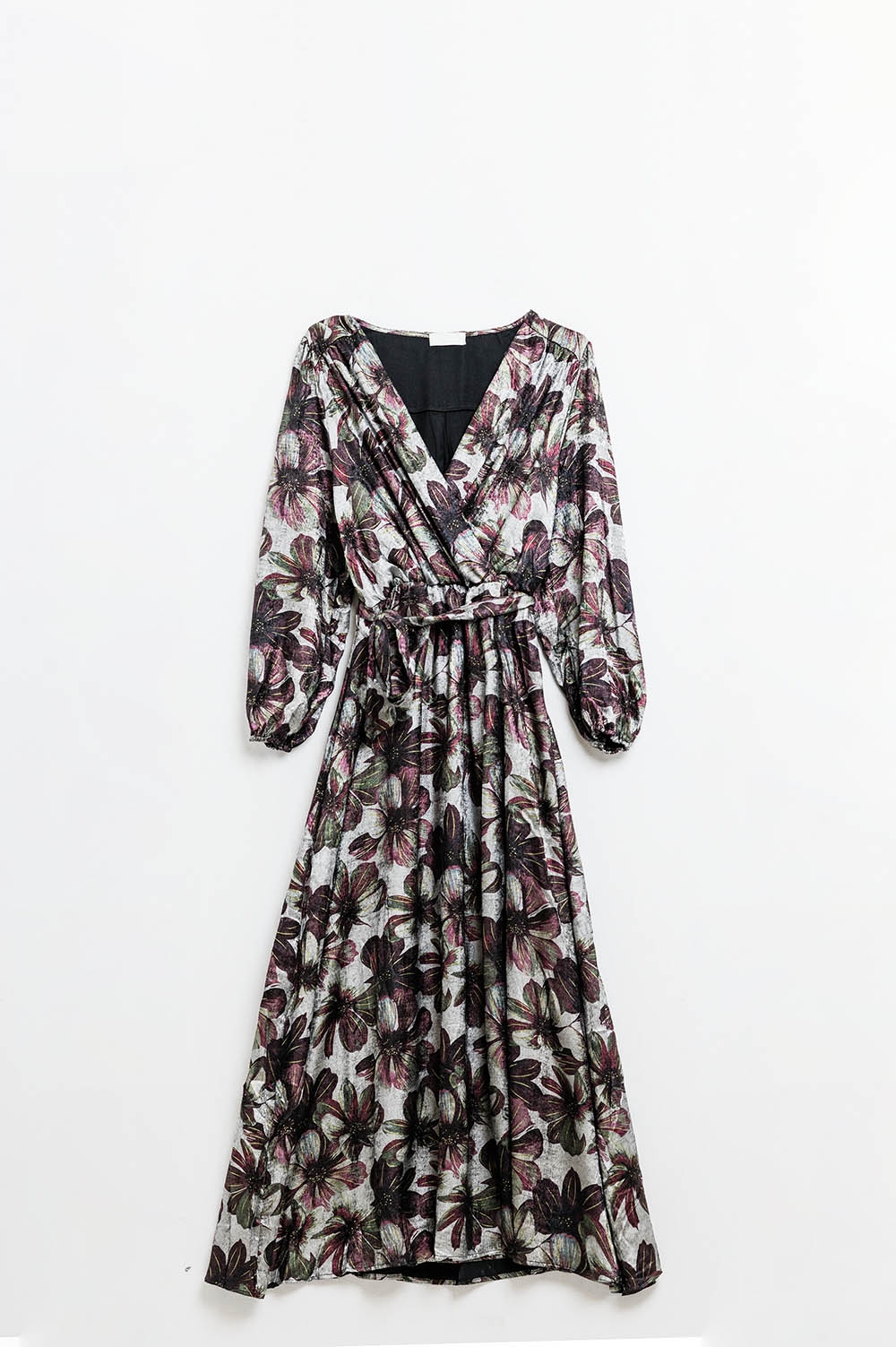 maxi vestido con estampado de flores efecto metalizado maxi vestido con estampado de flores efecto metalizado