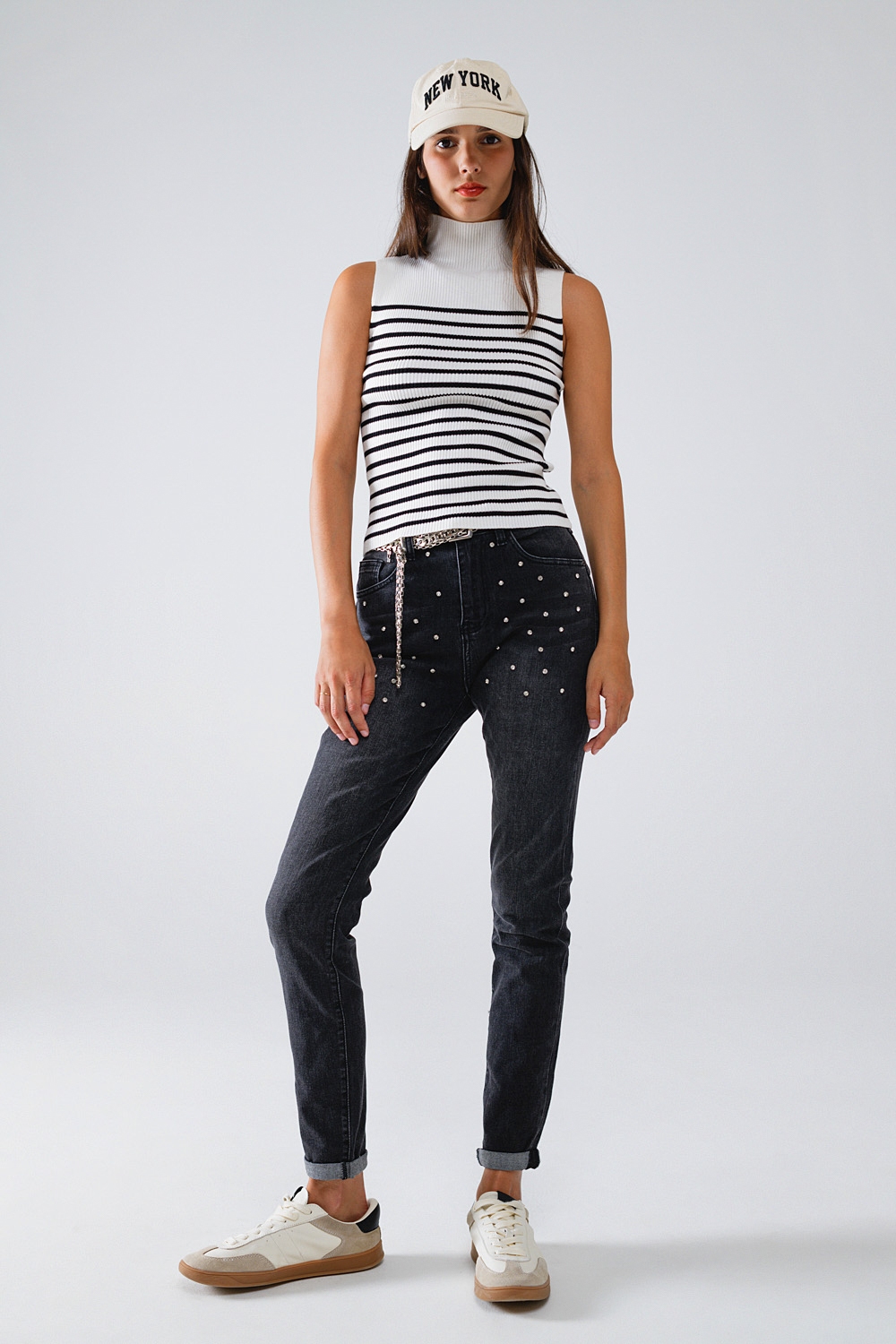 Vaqueros pitillo negros con strass Vaqueros pitillo negros con strass