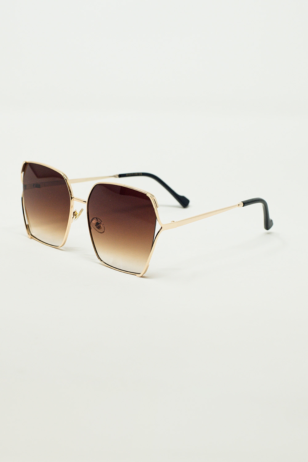 Gafas de sol cuadradas oversize de metal con lentes degradadas marrones Gafas de sol cuadradas oversize de metal con lentes degradadas marrones